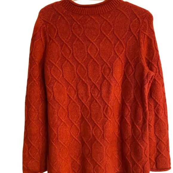 Talbot Lpetite Dark Orange Sweater Acrylic Blend Long Sleeve Cozy Warm - Picture 4 of 6
